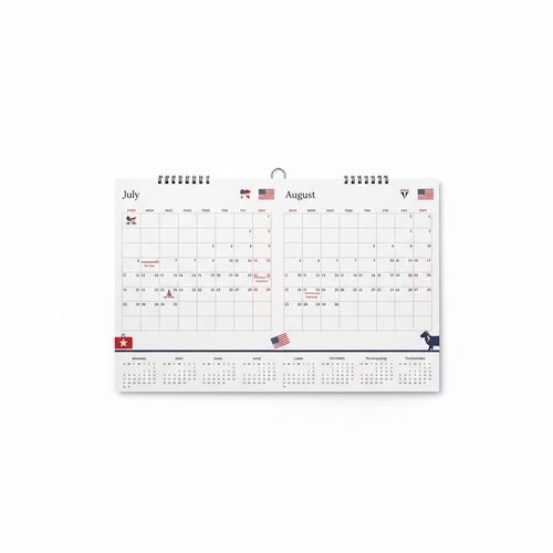 US Full Year Calendar showing monthly grid layout with US holidays